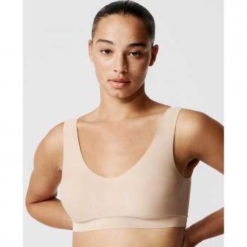 Chantelle Women's Softstretch V-Neck Jersey Crop Top - Nude Polyamide - Size XL/2XL