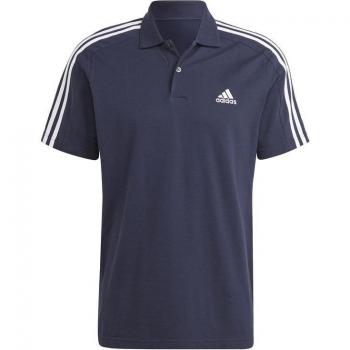 Adidas Essentials 3-Stripes Men's Short Sleeve Polo Shirt with Small Embroidered Logo in Black