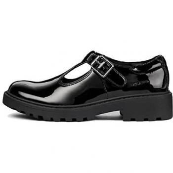 Geox Casey Black Leather Ballerina Shoes for Girls EU 35