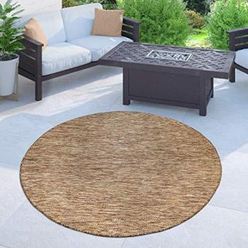 Alfombra Exterior e Interior Redonda Jaspeada Monocolor 80 cm Café