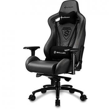 Sharkoon SKILLER SGS5 – Silla Gaming Premium, Cuero Real, Acero, Negro