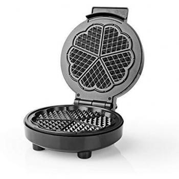 Nedis - Gofrera - 19 cm - 1000 W - Forma de Corazón - Antiadherente - Negro