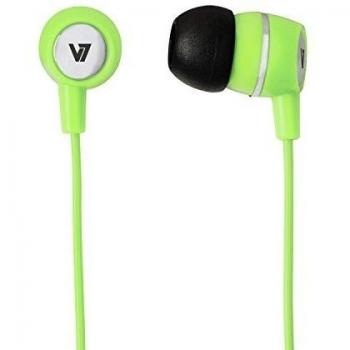 V7 HA110-GRN-12EB - Auriculares in-ear estéreo con micrófono incorporado para dispositivos móviles, verde