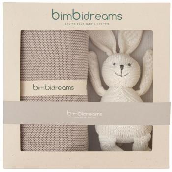 Caja Regalo Bimbidreams Manta Tricotada Gris y Peluche Beige