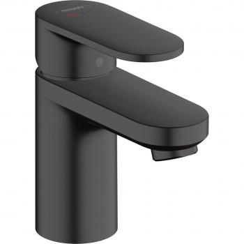 Grifo monomando con vaciador automático y apertura en frío para lavabo Hansgrohe Vernis Blend 70 CoolStart Matt Black Mezclador de lavabo extraíble y desagüe sintético