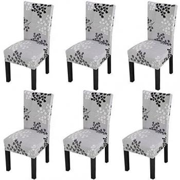 YISUN Fundas de Silla de Comedor en Spandex, Elásticas y Modernas, Extraíbles y Lavables, Fundas de Licra para Sillas Altas 4/6 Piezas Fundas Protectoras para Sillas