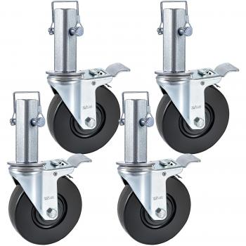 Heavy-Duty 5-Inch Rubber Swivel Caster Wheels with Dual Locking - 4-Pack, 440 lbs Capacity per Wheel