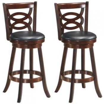 Wooden Oval Design 29-Inch Height Swivel Bar Stools (Set of 2)