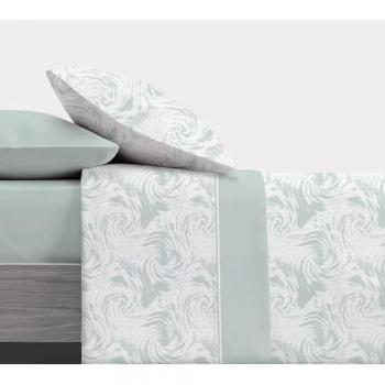 Juego de Sábanas Extrasuave 3 Piezas 144 Hilos - Diseño Swer Verde - Ideal para Primavera y Verano - Incluye Bajera, Sábana Encimera y Funda de Almohada - Disponible