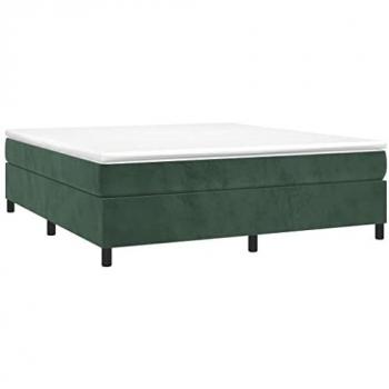 Cama box spring con colchón terciopelo verde oscuro 160x200 cm
