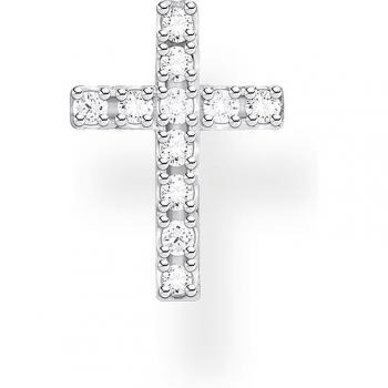 Women's Silver Cubic Zirconia Cross Single Stud Earring H2131-051-14