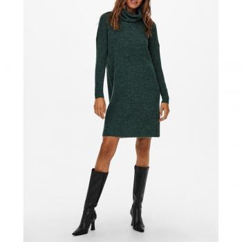 Only Vestido Corto de Punto con Cuello Alto - Verde