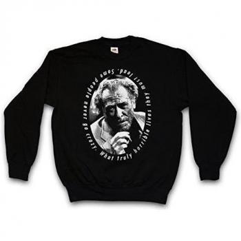 Urban Backwoods Charles Bukowski Portrait Sudadera para Hombre Sweatshirt Pullover Negro Talla 2XL