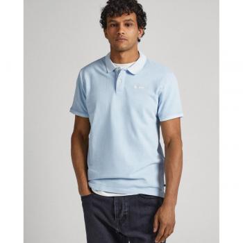 Polo Pepe Jeans Oliver de Piqué Azul Claro Manga Corta para Hombre