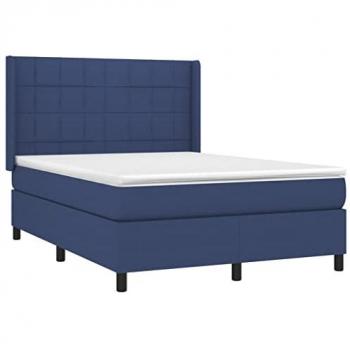 Cama Box Spring con Colchón y Luces LED Azul 140x200 cm