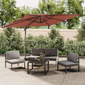Sombrilla colgante de doble techo terracota 400x300 cm naranja