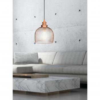 Lámpara Colgante Vintage Eglo Straiton Cobre 1 Bombilla E27 Ø28 cm
