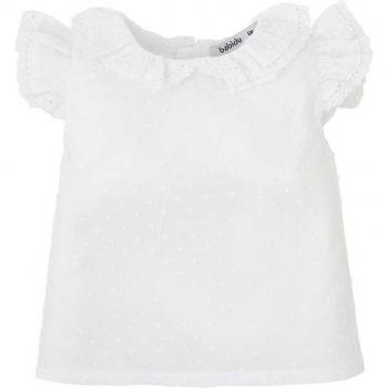 Blusa de bebé niña en tejido bordado con volantes