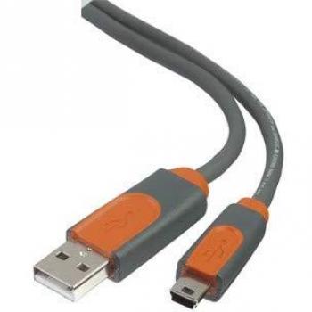 Belkin CU1200cp3M USB Type A/Mini USB Type B Male to Male USB 2.0 Cable - Orange/Grey