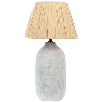 Lámpara de mesa Matilde de cerámica gris 56 cm con pantalla cónica de papel natural