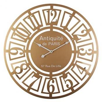 Reloj de Pared Decorativo Versa Sankt - Metal Dorado, 60x5x60 cm, Ideal para Cocina, Salón y Comedor
