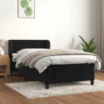 Cama box spring con colchón de muelles negro 90x190 cm en terciopelo