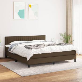 Cama box spring con colchón de tela marrón oscuro 180x200 cm