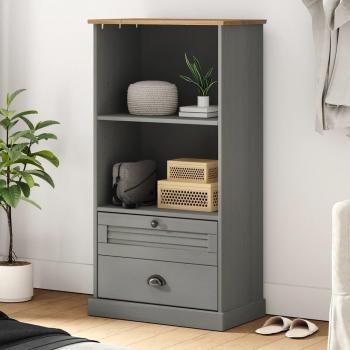 Librería VIGO de madera maciza de pino 60x35x114,5 cm en color Marrón, Blanco y Gris - Mueble de Almacenaje para Oficina, Estudio y Dormitorio