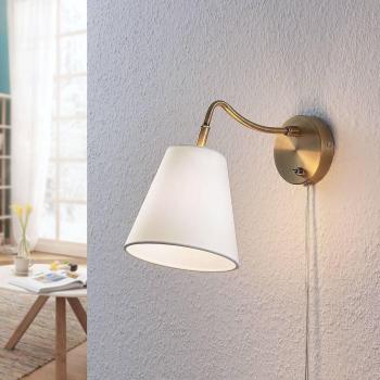 Lámpara de pared 'Ethan' en dorado, hecha de metal, tipo aplique con enchufe y 1 llama E14, ideal para salón y comedor