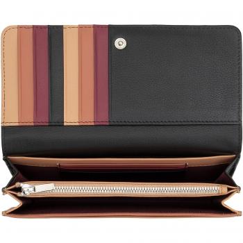 Cartera grande Dudu en piel de becerro napa negra con solapa y botón, cartera multi-color de cuero suave para mujeres, bolsa RFID