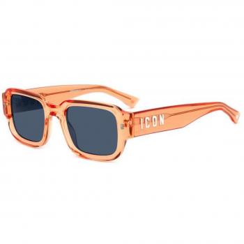 Dsquared2 ICON 0009/S Rectangle Sunglasses - Unisex, Full-Rim, Acetate Frame, Orange Transparent