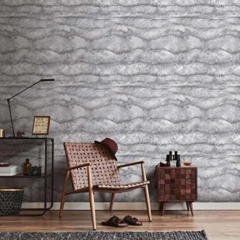 Papel Tapiz No Tejido 3D Efecto Ondas Diseño Cemento Gris Azul Erismann Focus 10299-47 0.53 x 10.05 m