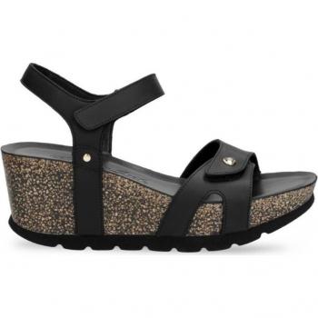 Sandalias de cuña de mujer Panama Jack en piel color negro