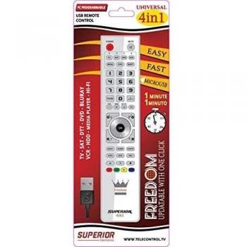 Mando a Distancia Universal Programable 4 en 1 Blanco con Conexión USB-Type C