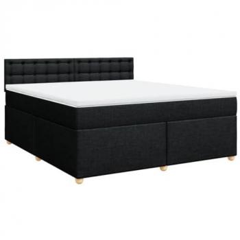 Cama box spring con colchón tela negro 180x200 cm