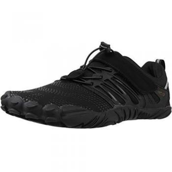 WHITIN Zapatilla Minimalista de Barefoot Trail Running para Hombre Mujer Five Fingers Fivefingers Zapato Descalzo Correr Deportivas Fitness Gimnasio Calzado Asfalto Negro 43