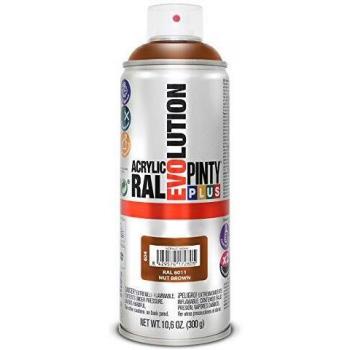 PINTYPLUS EVOLUTION 604 Pintura Spray Acrílica Brillo 520cc Nut Brown, Marrón Ral 8011, 300 g