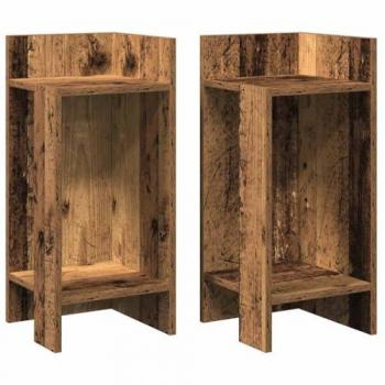 Mesas Auxiliares 2 Piezas con Estante de Madera Vieja 25,5x27x60 cm