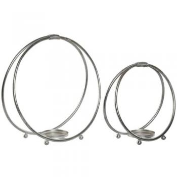 Portavelas Home ESPRIT Plateado Metal 38 x 16 x 38,5 cm (2 Unidades)