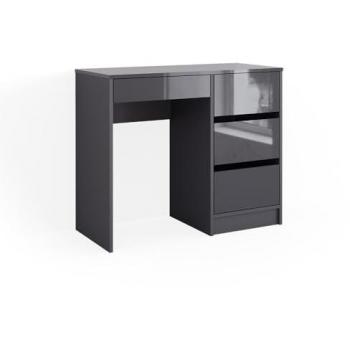 Mesa de Maquillaje Sherry, Antracita Alto Brillo, 90 cm con 4 Cajones