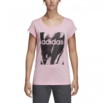 Adidas W E AOP tee Camiseta, Mujer, rosaut/Negro, 2XS