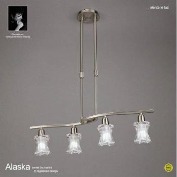 Suspensión telescópica de 4 bombillas Alaska L1, barra SGU10, níquel satinado, lámparas CFL incluidas