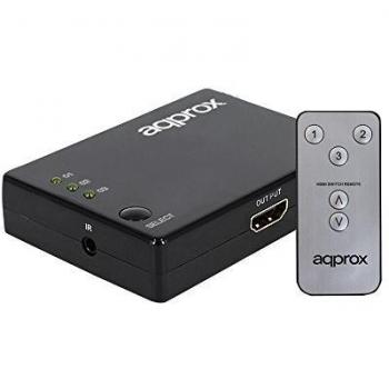 Approx APPC29V2-3 Puertos HDMI Switch 4K con Mando a Distancia, Color Negro