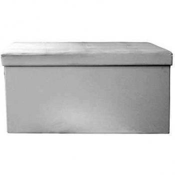 Banc-Pouf Coffre Plegable en PU Blanco 76.5x37.5x37.5 cm