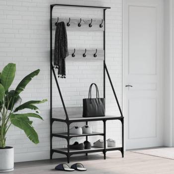 Percha para ropa con soporte para zapatos gris Sonoma 80x40x184 cm