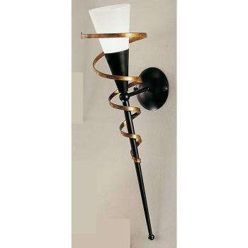 Antorcha de pared BONITO negra con espiral dorada