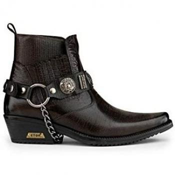Infinity Brown Leather Gothic Winklepicker Cowboy Boots - Size EU 43