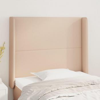 Cabecero Orejas Cappuccino 83x16x118/128 cm en Cuero Sintético Marrón