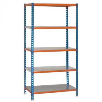 SimonRack Estantería Metálica de Almacenaje de Acero, Dimensiones 1800x800x300 mm, 5 Baldas, Capacidad de Carga 180 kg por balda, Colores Azul/Naranja/G