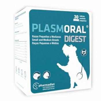Pharmadiet Plasmoral Digest Razas Pequeñas y Medianas 30 Sobres para Perros y Gatos
